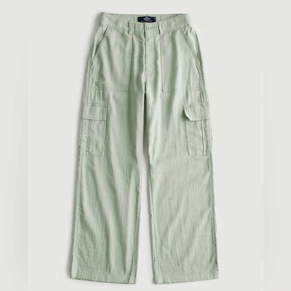 Hollister Ultra High-Rise Drapey Cargo Pants, Sage Green, L